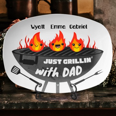 Personalised Dad Plate with Kids Names Unique Father's Day Gifts