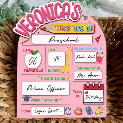 Personalised First Day of School Sign Back to School Photo Prop for Kids Unique Gifts for Boys Girls