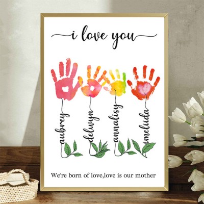 Custom Handmade DIY Handprint Frame With Kids Names Personalised Meaningful GIft For Mum