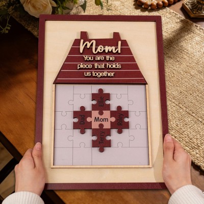 Mum You Are The Piece That Holds Us Together Personalised Mum Puzzle Piece Name Sign with Kids Names Gifts for Mum Mother's Day Gift