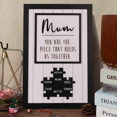 Personalised Mum Wooden Puzzle Sign With Kids Names Mother's Day Gift Ideas