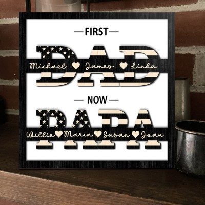 Personalised First Dad Now Papa Wooden Frame Sign Meaningful Family Gift Unique Father's Day Gift Ideas