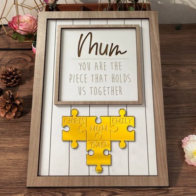 Custom Mum Wooden Puzzle Pieces Sign With 1-20 Kids Acrylic Names Family Gift For Mum Grandma Unique Mother's Day Gifts