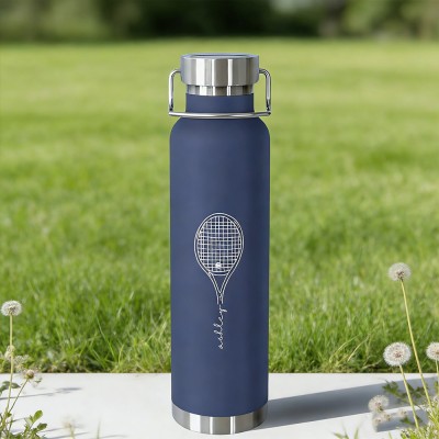 Personalised Tennis Tumbler with Name & Racquet – Custom Tennis Cup, Gift for Tennis Players & Lovers