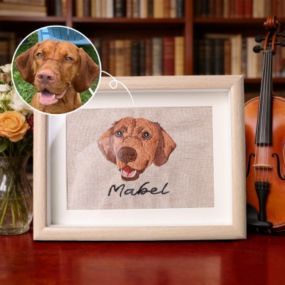 Personalised Custom Dog Portrait Frame – Embroidered with Photo & Name, Perfect Gift for Dog Owners & Pet Lovers