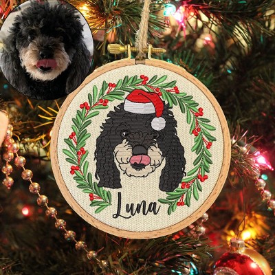 Custom Embroidered Dog Portrait Photo Ornament Gifts for Dog Owners Pet Memorial Gift Christmas Gift for Pet Lovers