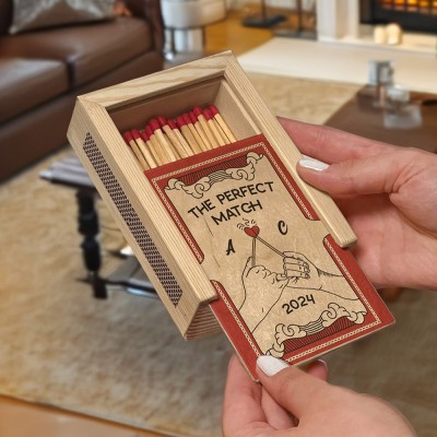 Personalised Couple Wood Matchbox Housewarming Gift Anniversary Gift Ideas Valentine's Day Gifts for Couples