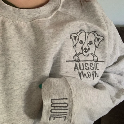 Custom Embroided Pet Portrait Hoodie Sweatshirt With Pet Photo And Name Unique Gift For Pet Lover Dog Mum Gift Ideas