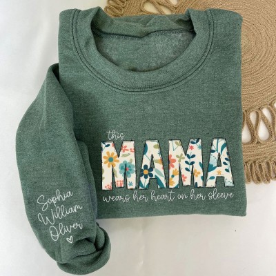 Personalised Mama Embroidered Sweatshirt Hoodie with kids Names Mother's Day Gift