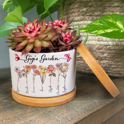 Personalised Gigi's Garden Plant Birth Flower Mini Outdoor Pot Gift for Mum Grandma Mother's Day Gift Ideas