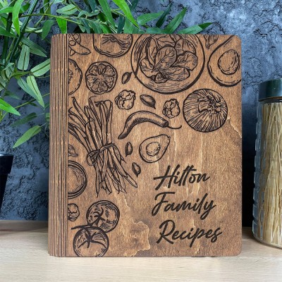 Family Recipe Book Blank Binder Wooden Custom Cookbook Keepsake Gifts for Her Christmas Gift for Mum