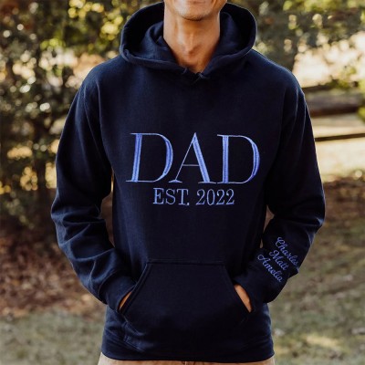 Personalised Embroidered Dad Hoodie Sweatshirt With Date Best Father's Day Gift Ideas
