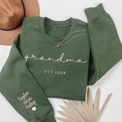 Personalised Grandma Embroidered Sweatshirt Hoodie Keepsake Gift For Mum Grandma Mother's Day Gift Ideas