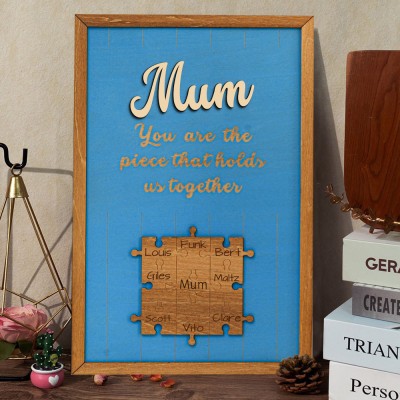 Custom Mum You Are The Piece That Hold Us Together Wooden Puzzle Piece Sign With Kids Names Unique Keepsake Gift For Mum Grandma Mother's Day Gifts