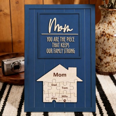 Mum You Are The Piece That Holds Us Together Personalised Mum Puzzle Piece Name Sign with Kids Names Gifts for Mum Mother's Day Gift