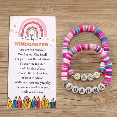 First Day of Kindergarten Mummy and Me Matching Heart Bracelet Back to School Gifts for Kids