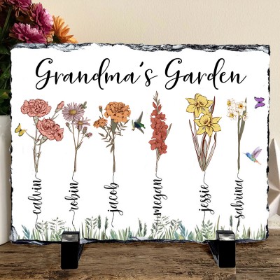 Personalised Grandma's Garden Birth Flower Plaque Family Sign Mother's Day Gift Ideas Meaningful Gift for Mum Grandma