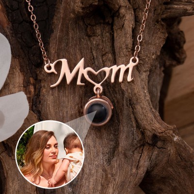 Personalised Heart Charm Mum Photo Projection Necklace With Picture Inside Keepsake Gift For New Mum Grandma