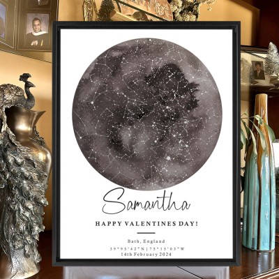 Personalised Star Map Frame for Couples Valentine's Day Gifts for Her Christmas Gift Ideas