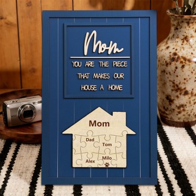 Mum You Are The Piece That Holds Us Together Personalised Mum Puzzle Piece Name Sign with Kids Names Gifts for Mum Mother's Day Gift