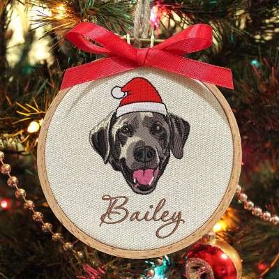 Custom Embroidered Dog Portrait Photo Ornament Gifts for Dog Owners Pet Memorial Gift Christmas Gift for Pet Lovers