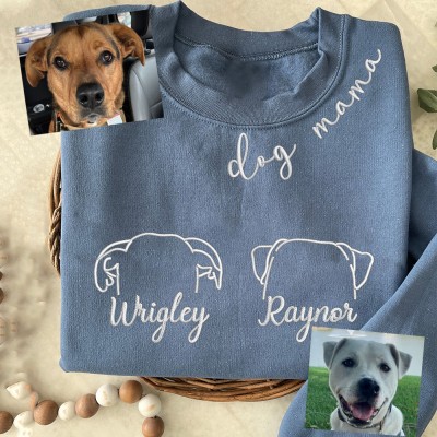 Personalised Embroidered Dog Ears On Chest Sweatshirt Hoodie Gifts for Pet Lover