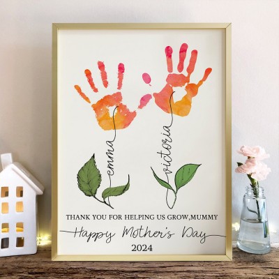 Custom DIY Handprint Frame with Names Unique Mother's Day Gift Ideas