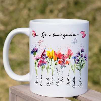 Personalised Birth Month Flower Mug for Grandma,Mum
