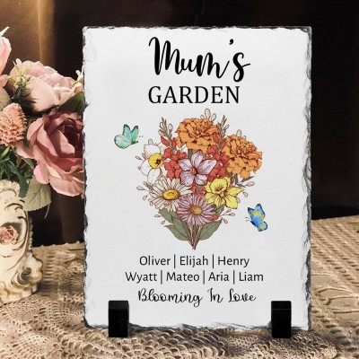 Personalised Mum's Garden Birth Flower Bouquet Plaque Sign Gifts for Grandma Mum Mother's Day Gift Ideas