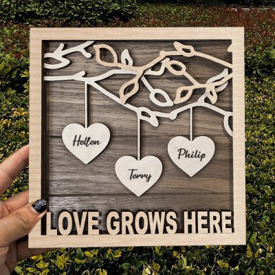 Personalised Family Tree Wooden Sign With Kids Names