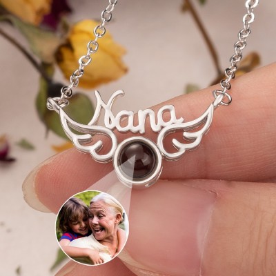 Personalised Angel Photo Projection Charm Necklace Memorial Gift for Mum