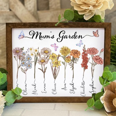 Personalised Mum's Garden Birth Flower Frame Name Sign Mother's Day Gift Ideas For Grandma Mum