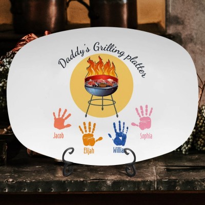 Personalised Daddy's Grilling Platter With Handprint Father's Day Gifts