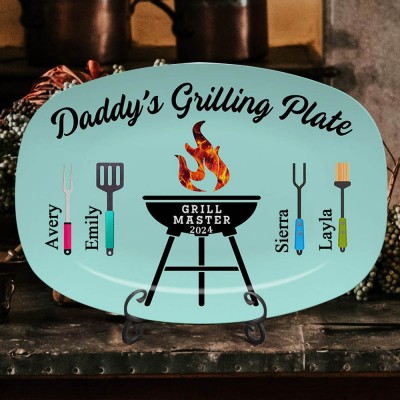 Personalised BBQ Daddy's Grilling Plate Best Father's Day Gift
