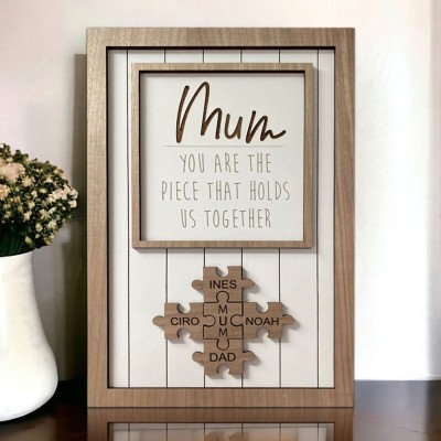 Handmade Personalised Wood Mum Puzzle Name Sign Family Gifts for Mum Mother's Day Gift Ideas
