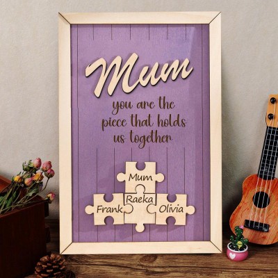 Custom Handmade Wood Puzzle Piece Names Sign Mum You Are The Piece That Holds Us Together Gift Ideas For Mum Grandma