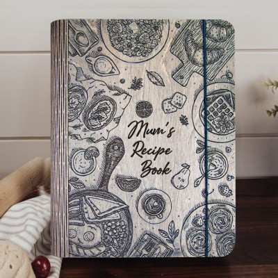 Mum's Recipe Book Custom Wooden Cookbook Blank Binder GIfts for Mum Christmas Gift Ideas