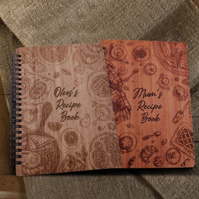 Custom Family Wood Spiral Recipe Book Blank Binder Gifts for Mum Grandma Unique Christmas Gift