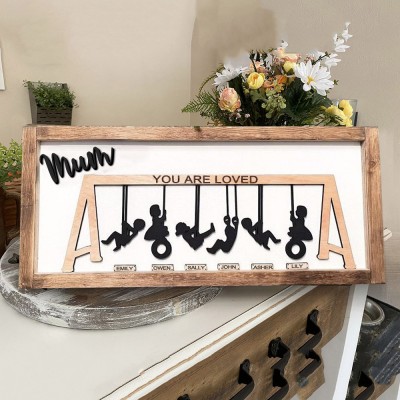 Personalised Swing Set Wooden Mum Sign For Mother's Day Gift