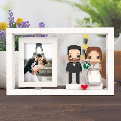Custom Full Body Couple Brick Figures Photo Frame Wedding Anniversary Gift Ideas Keepsake Gifts for Couples