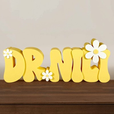 Personalised 3D Daisy Teacher Desk Name Plate Sign Office Decor Custom Gift for Teachers