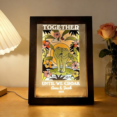 Personalised Frog Illustration Night Light Frame with Name Gift for Couples Anniversary Gift Valentine's Day Gifts