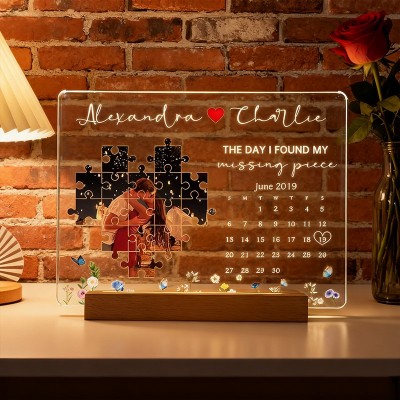 Personalised The Day I Found My Missing Piece Night Light Keepsake Gift for Couple Anniversary Gift Valentine's Day Gifts