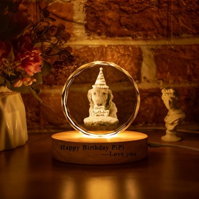 Personalised Memorial Pet Photo Portrait 3D Crystal Night Light Pet Lover Gift Pet Birthday Gifts Christmas Gift