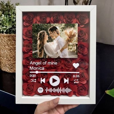 Personalised Photo Music Spotify Code Flower Shadow Box Christmas Gifts Couple Gifts For Her