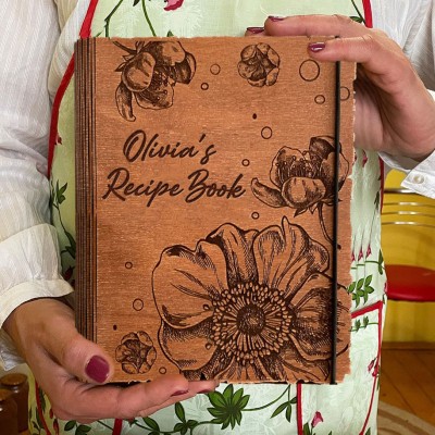 Personalised Recipe Book Blank Binder Custom Engraved Journal for Mum Unique Christmas Gifts for Her
