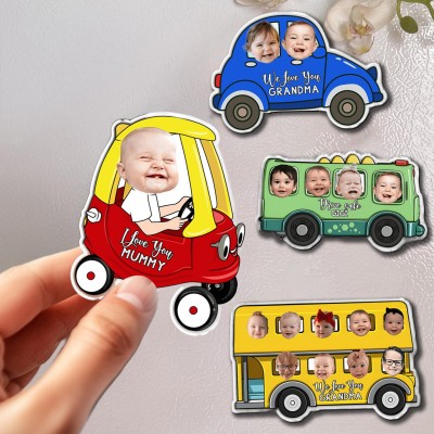 Personalised Father's Day Gift For Dad Custom Baby Face Car Magnet Gift For Daddy Funny Photo Drive Car Magnet Unique New Grandpa Gifts