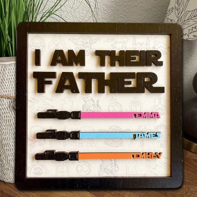Personalised Handmade I Am Their Father Wooden Frame Sign Father's Day Gift Ideas Unique Gift For Dad