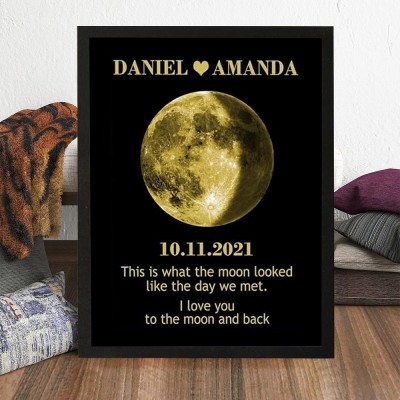 This Is What The Moon Looked Like The Day We Met Personalised Moon Phase Print Frame Gifts for Couple Anniversary Gift 