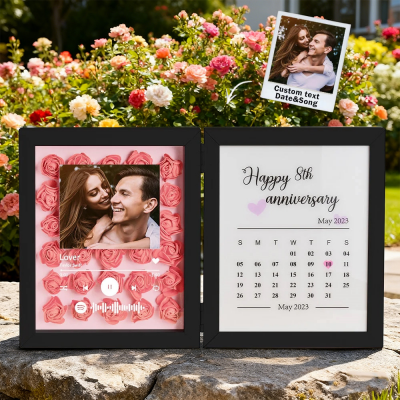 Personalised Flower Shadow Box With Calendar Gifts for Couples Unique Anniversary Gift Christmas Gift